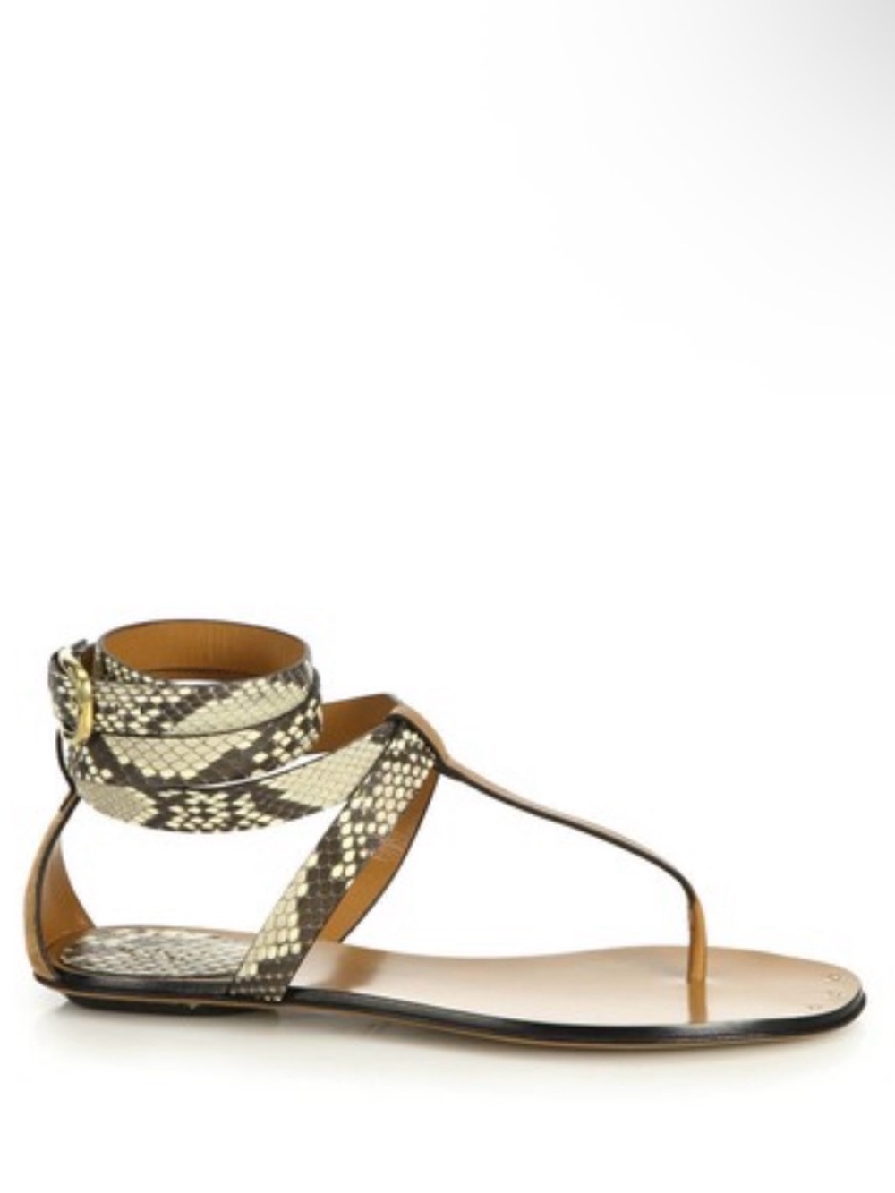 Gucci Leather Snake- Ankle Wrap Thong Sandal - Sz. 36